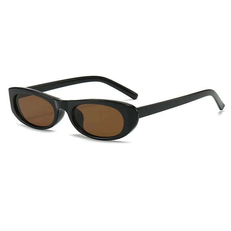 KIMLUD, Women's Retro Oval Sunglasses Black Small Frame Fashion Brand Trendy Hot Points Sun Glasses Ladies Star Shades UV400 Eyewear, black tea / As shown, KIMLUD Womens Clothes