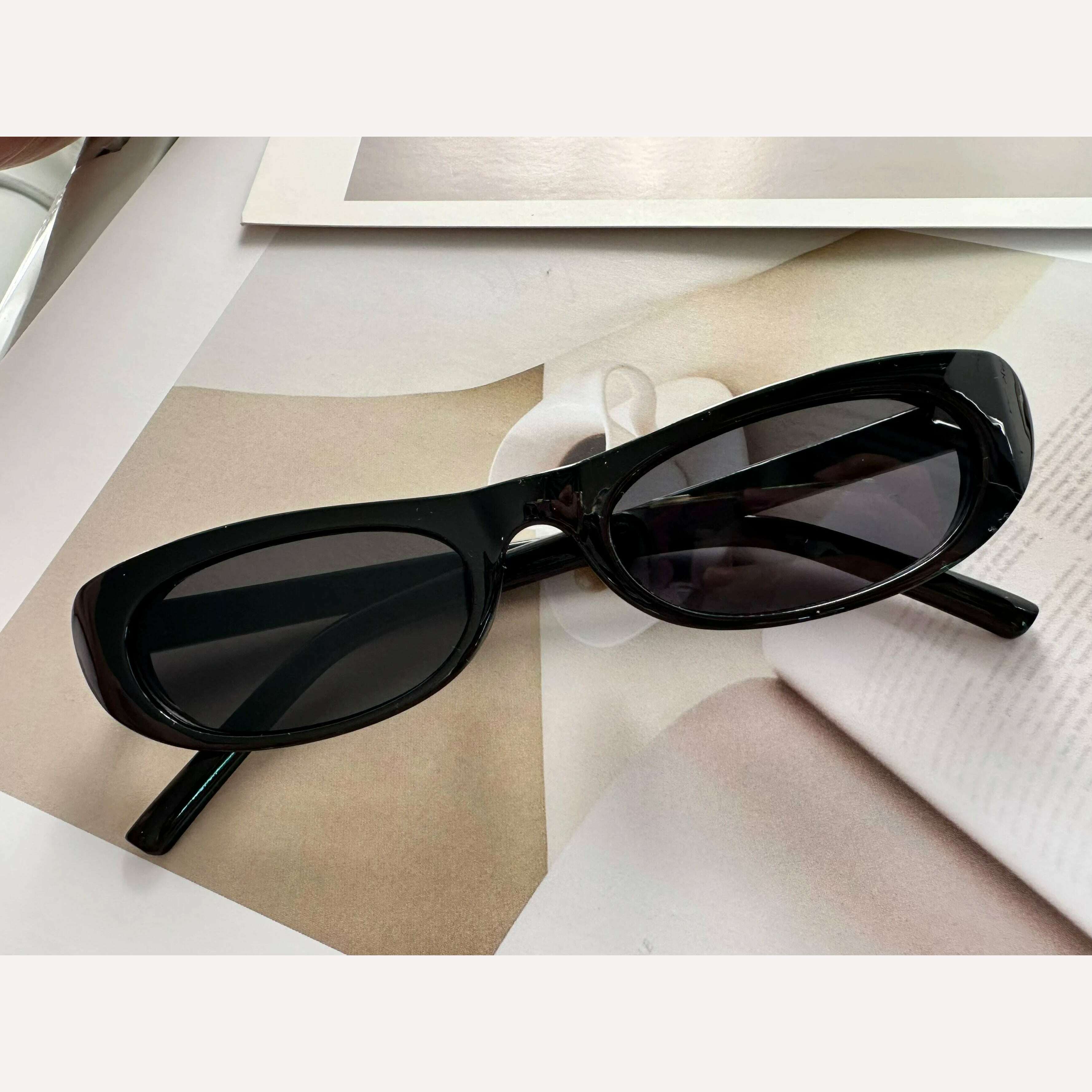 KIMLUD, Women's Retro Oval Sunglasses Black Small Frame Fashion Brand Trendy Hot Points Sun Glasses Ladies Star Shades UV400 Eyewear, KIMLUD Womens Clothes