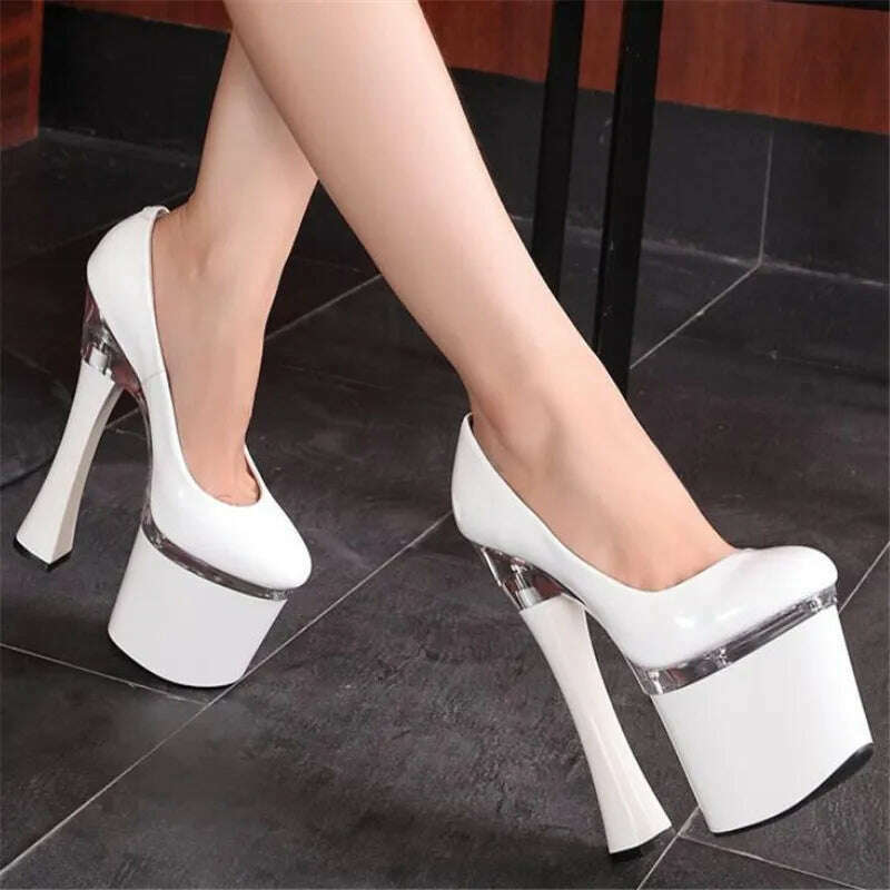 KIMLUD, Women's shoes high quality 18CM thick high heels ladies high heels waterproof 8CM sexy wedding high heels increase 4-14 15, KIMLUD Womens Clothes