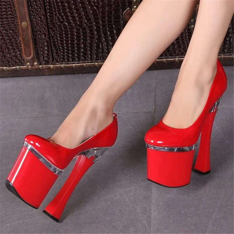 KIMLUD, Women's shoes high quality 18CM thick high heels ladies high heels waterproof 8CM sexy wedding high heels increase 4-14 15, KIMLUD Womens Clothes