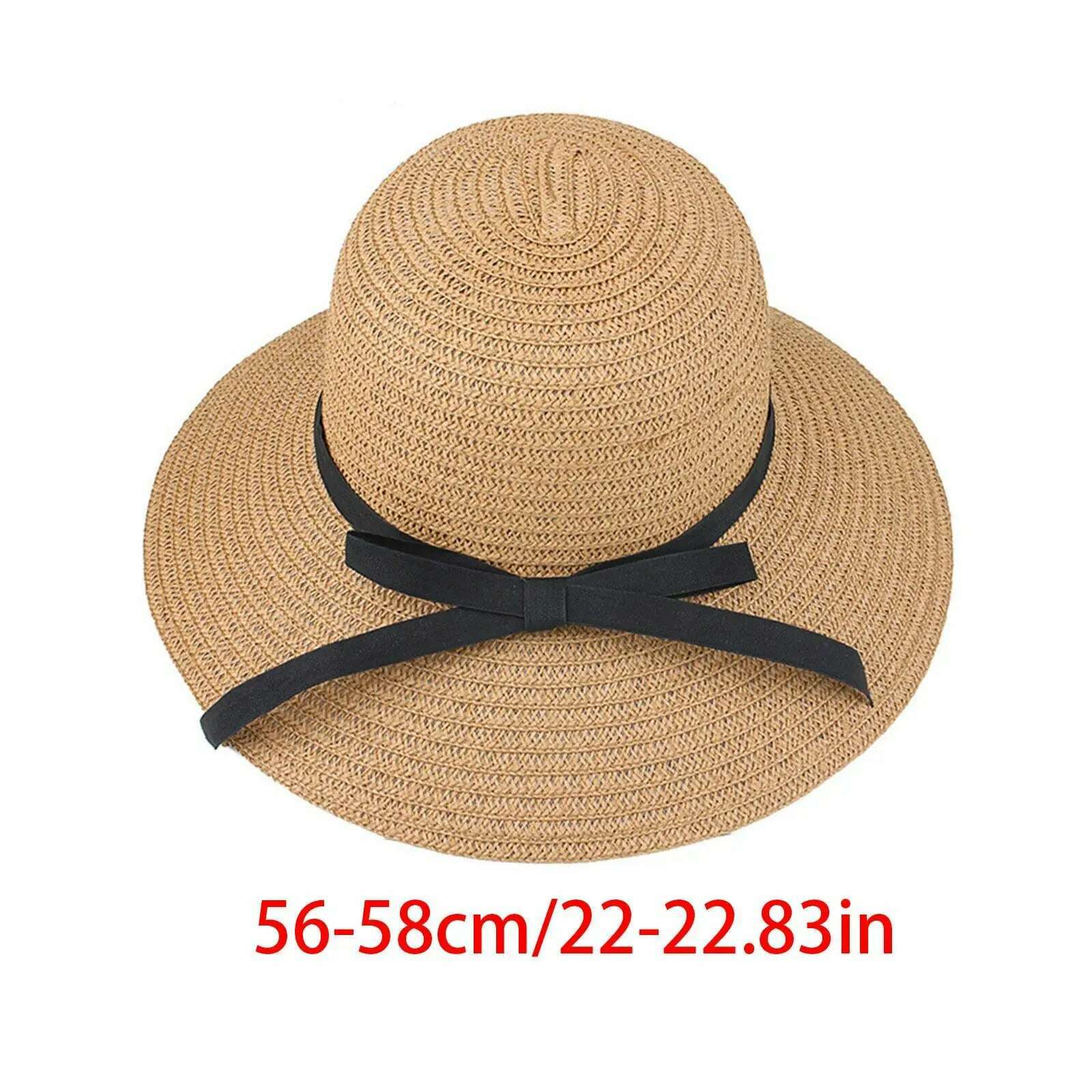 KIMLUD, Women's Straw Sun Hat Wide Brim Flat Beach Hat Summer Sun Protection Cowboy Style Hat Rolled Up Packable Panama Hats, B style Khaki / One Size / China, KIMLUD APPAREL - Womens Clothes