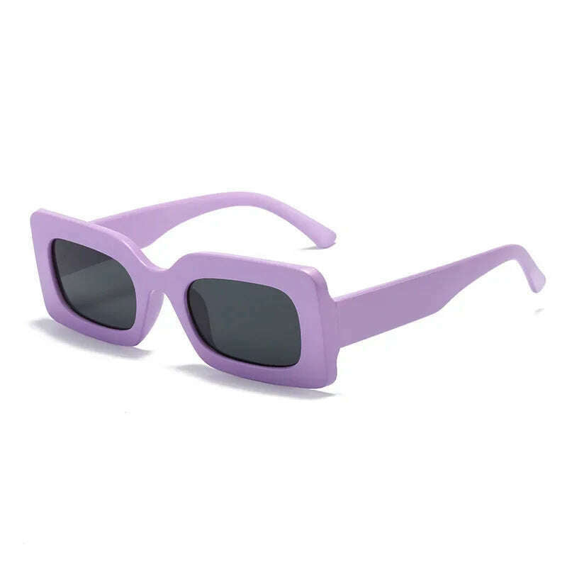 KIMLUD, Women's Sunglasses 2022 Fashion Vintage Rectangle Frame Purple Pink Square Glasses Girls Sun Glasses Ladies Eyewear UV400, matte purple gray / only 1pcs sunglasses, KIMLUD Womens Clothes