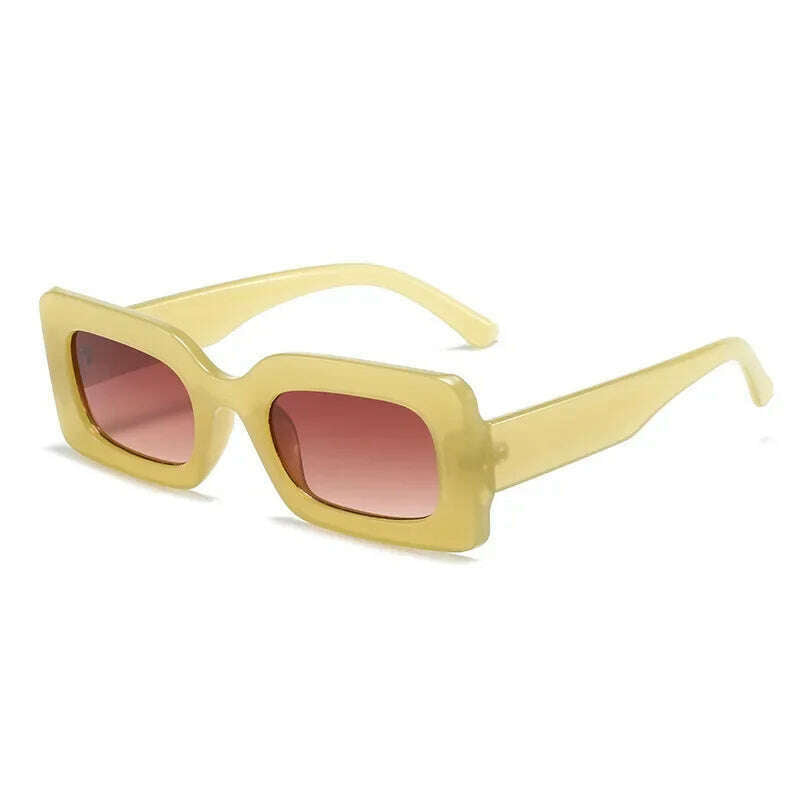 KIMLUD, Women's Sunglasses 2022 Fashion Vintage Rectangle Frame Purple Pink Square Glasses Girls Sun Glasses Ladies Eyewear UV400, jelly green tea / only 1pcs sunglasses, KIMLUD Womens Clothes