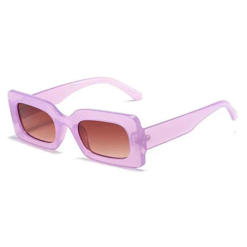 KIMLUD, Women's Sunglasses 2022 Fashion Vintage Rectangle Frame Purple Pink Square Glasses Girls Sun Glasses Ladies Eyewear UV400, purple gradient tea / only 1pcs sunglasses, KIMLUD Womens Clothes