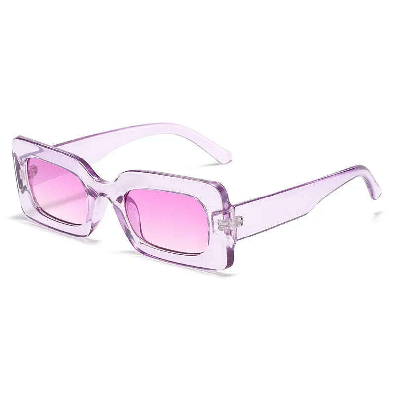 KIMLUD, Women's Sunglasses 2022 Fashion Vintage Rectangle Frame Purple Pink Square Glasses Girls Sun Glasses Ladies Eyewear UV400, purple double purple / only 1pcs sunglasses, KIMLUD Womens Clothes