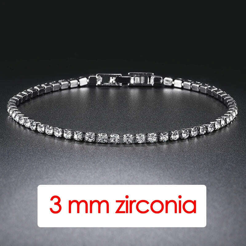 KIMLUD, Women's Tennis Bracelet Hip Hop Trendy AAA+ Cubic Zirconia Silver Color Teen Girl Crystal Chain on The Hand Wedding Jewelry H086, KIMLUD Womens Clothes