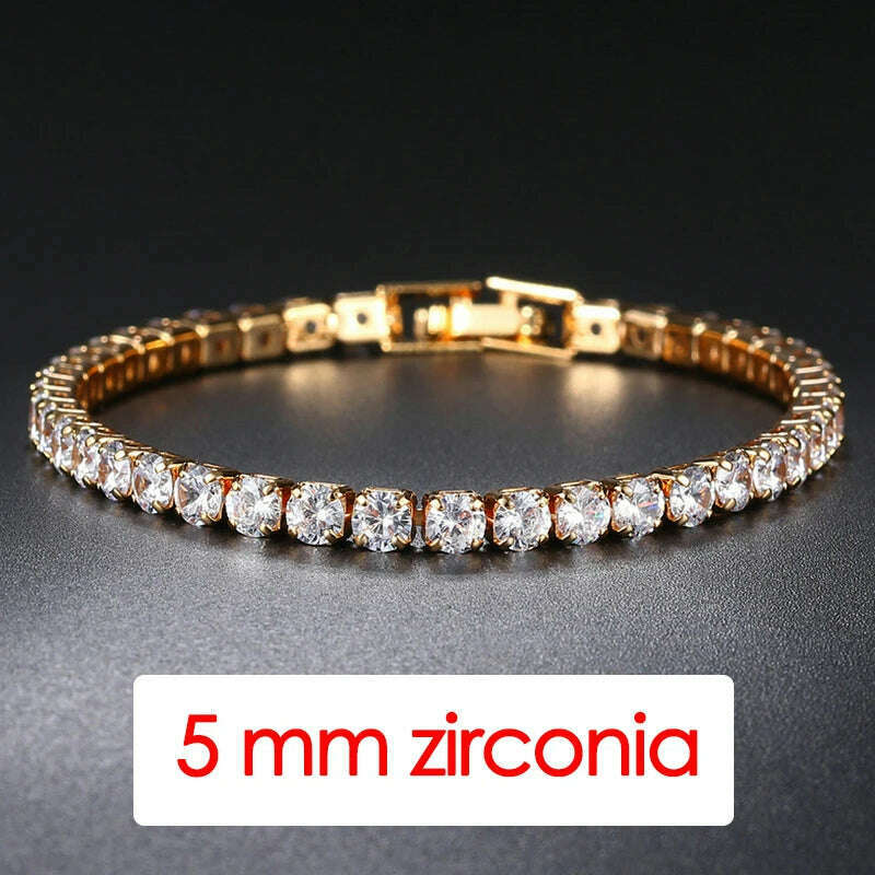 KIMLUD, Women's Tennis Bracelet Hip Hop Trendy AAA+ Cubic Zirconia Silver Color Teen Girl Crystal Chain on The Hand Wedding Jewelry H086, 5mm H086 / 18cm, KIMLUD APPAREL - Womens Clothes