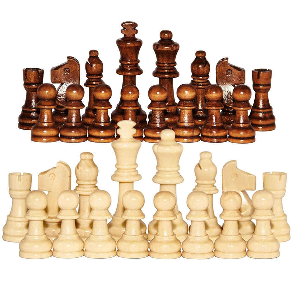 KIMLUD, Wooden Chessmen Chess Game Pawns Standard Tournamen Staunton 32PCS Figurine Pieces Chess Pieces Only for Chess Board Game, KIMLUD Womens Clothes