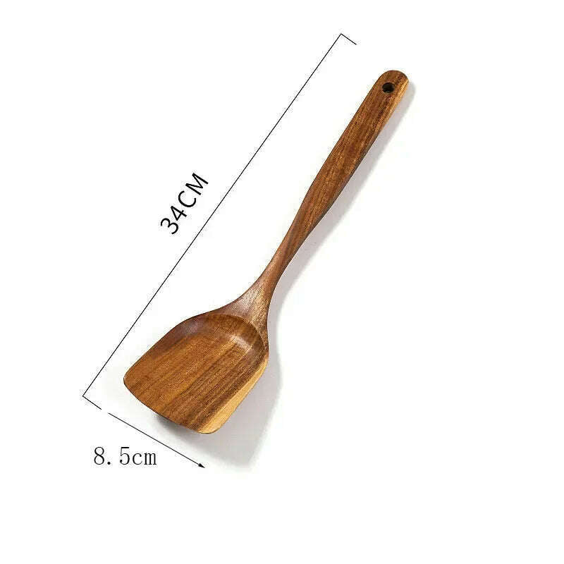 KIMLUD, Wooden Kitchen Spoon Long Rice Colander Soup Skimmer Cooking Soup Spoons Scoop Kitchen Tool Thailand Teak Natural Wood, 1pcs  34cm, KIMLUD APPAREL - Womens Clothes