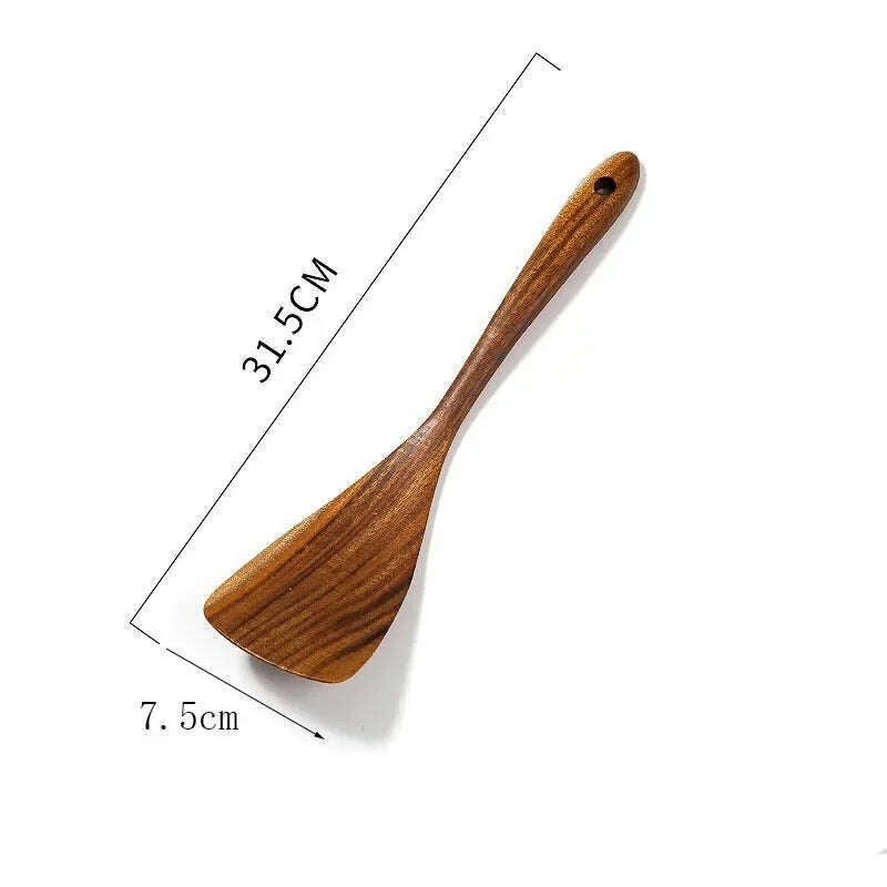 KIMLUD, Wooden Kitchen Spoon Long Rice Colander Soup Skimmer Cooking Soup Spoons Scoop Kitchen Tool Thailand Teak Natural Wood, 1pcs  31.5cm, KIMLUD APPAREL - Womens Clothes