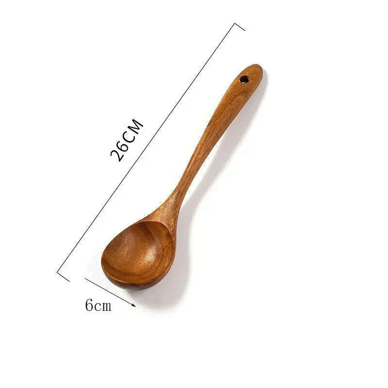 KIMLUD, Wooden Kitchen Spoon Long Rice Colander Soup Skimmer Cooking Soup Spoons Scoop Kitchen Tool Thailand Teak Natural Wood, 1pcs  26cm, KIMLUD APPAREL - Womens Clothes