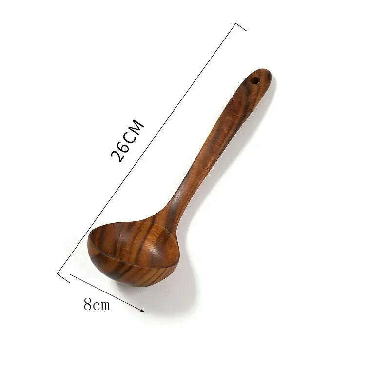 KIMLUD, Wooden Kitchen Spoon Long Rice Colander Soup Skimmer Cooking Soup Spoons Scoop Kitchen Tool Thailand Teak Natural Wood, 1pcs  26cm 1, KIMLUD APPAREL - Womens Clothes