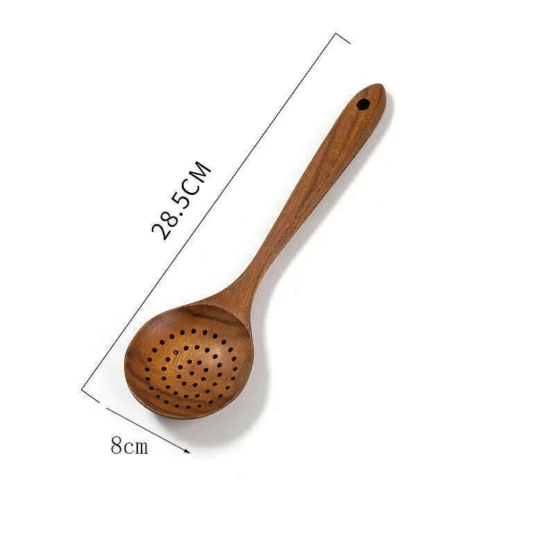 KIMLUD, Wooden Kitchen Spoon Long Rice Colander Soup Skimmer Cooking Soup Spoons Scoop Kitchen Tool Thailand Teak Natural Wood, 1pcs  28.5cm, KIMLUD APPAREL - Womens Clothes