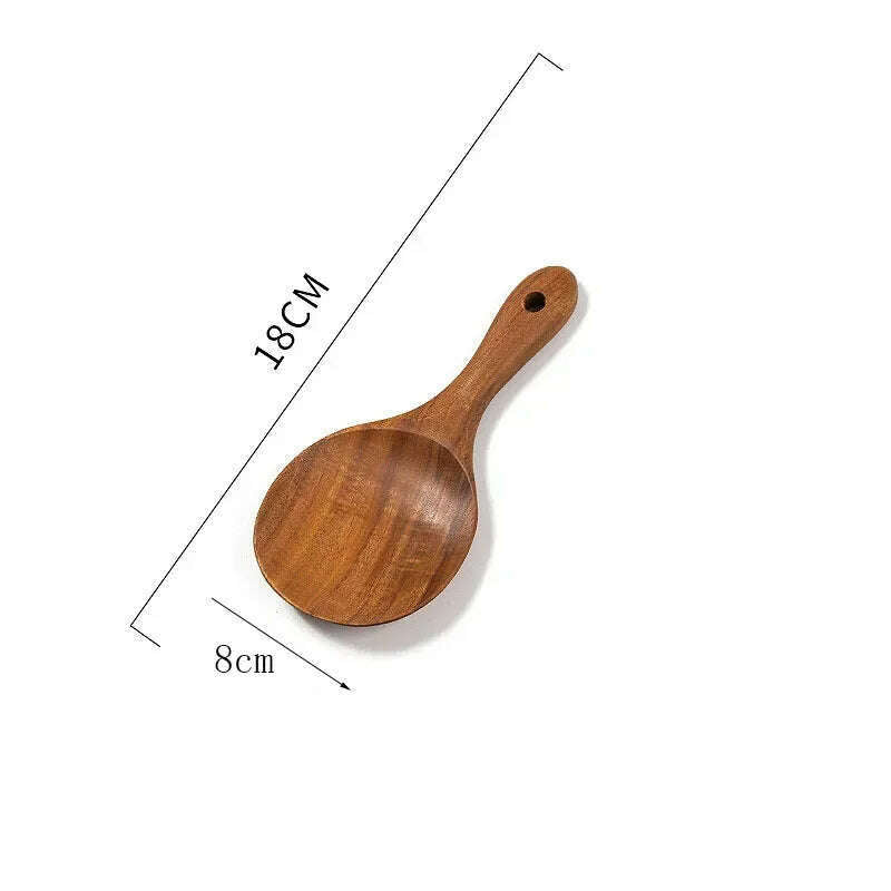 KIMLUD, Wooden Kitchen Spoon Long Rice Colander Soup Skimmer Cooking Soup Spoons Scoop Kitchen Tool Thailand Teak Natural Wood, 1pcs  18cm, KIMLUD APPAREL - Womens Clothes