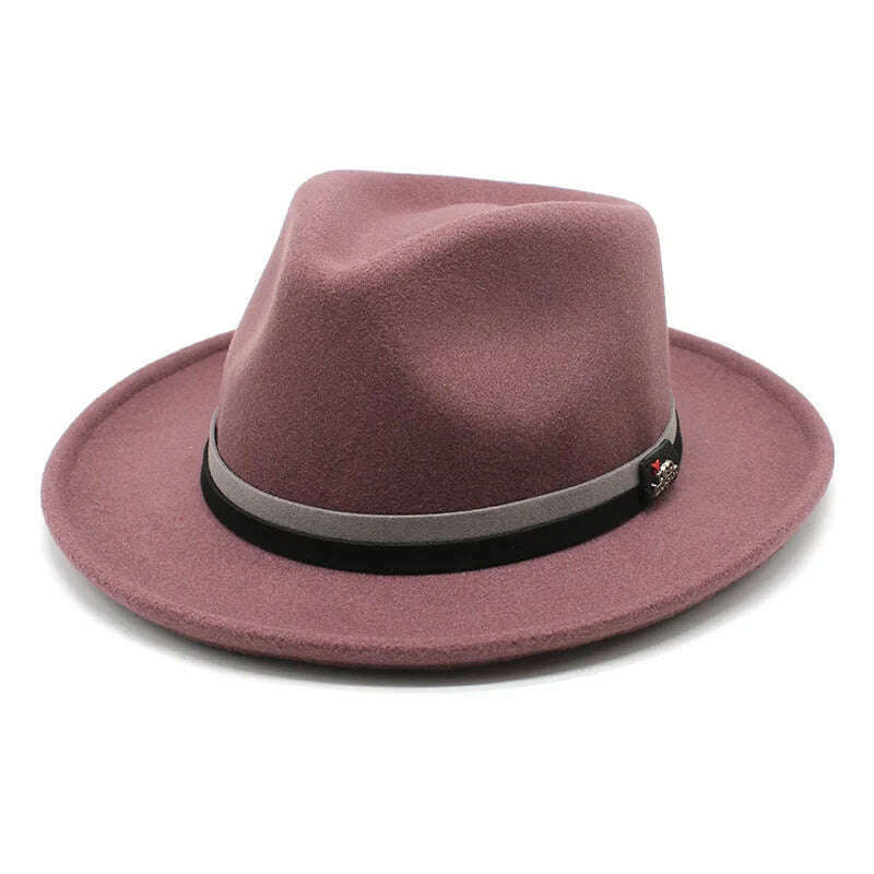 KIMLUD, wool fedora for women men fedoras lady hat two toned felt church hat unisex  bowknot  jazz hat for men and women wholesale price, 19 / 55-58cm, KIMLUD APPAREL - Womens Clothes