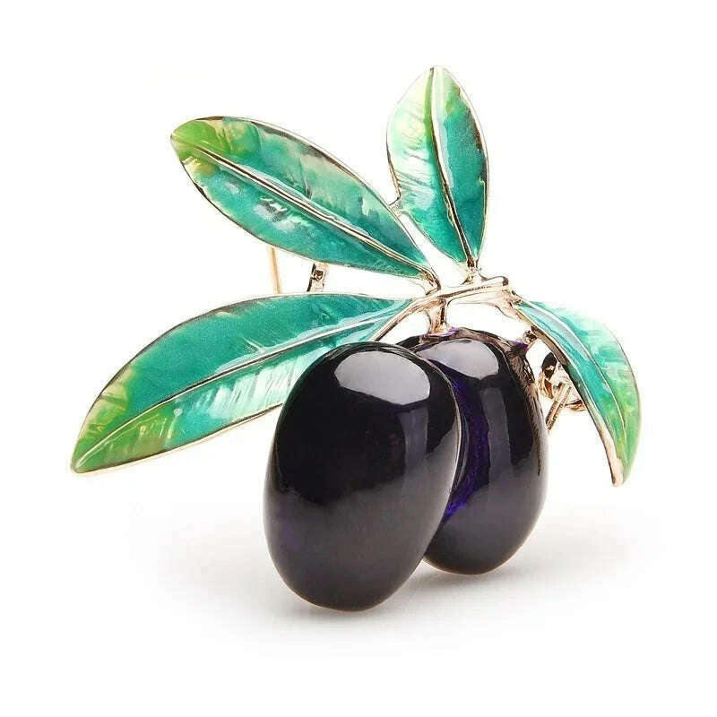 KIMLUD, Wuli&baby Purple Olives Enamel Brooches Women Men Alloy  Plants  Banquet Party Brooch Girls' Bag Hat Accessories, purple, KIMLUD APPAREL - Womens Clothes