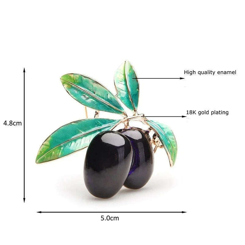 KIMLUD, Wuli&baby Purple Olives Enamel Brooches Women Men Alloy  Plants  Banquet Party Brooch Girls' Bag Hat Accessories, KIMLUD Womens Clothes