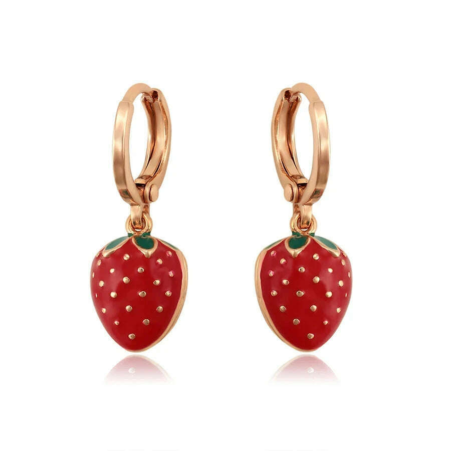 KIMLUD, Xuping Jewelry Fashion Fruit Серьги  Design Elegant Fashion Huggies Earring of Charm Lovely Style for Women Girl  A00889023, KIMLUD Womens Clothes