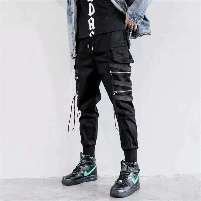 KIMLUD, Y2K Joggers Cargo Pants For Men Casual Hip Hop Pocket Male Trousers Sweatpants Street Ribbons Techwear White Pant Pantalon Homme, XK32 / XXXL  72-85 KG, KIMLUD APPAREL - Womens Clothes