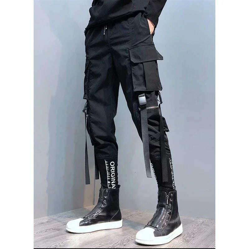 KIMLUD, Y2K Joggers Cargo Pants For Men Casual Hip Hop Pocket Male Trousers Sweatpants Street Ribbons Techwear White Pant Pantalon Homme, XK22 / XXXL  72-85 KG, KIMLUD APPAREL - Womens Clothes