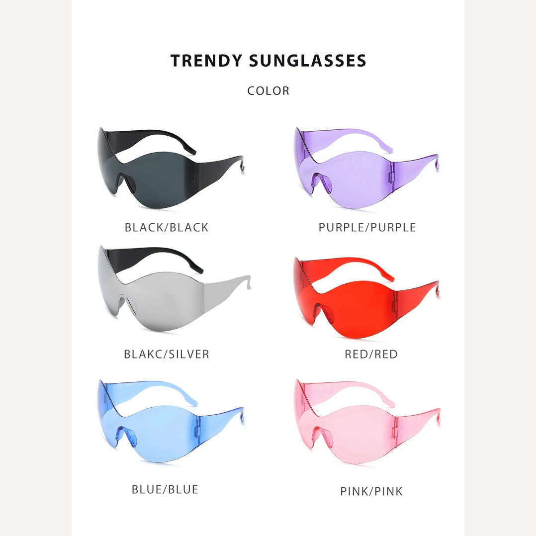 KIMLUD, Y2K One Piece Punk Goggle Sunglasses Female Male Luxury Brand Designer Silver Sport Sun Glasses Oversized  Eyewear Shades UV400, KIMLUD Womens Clothes