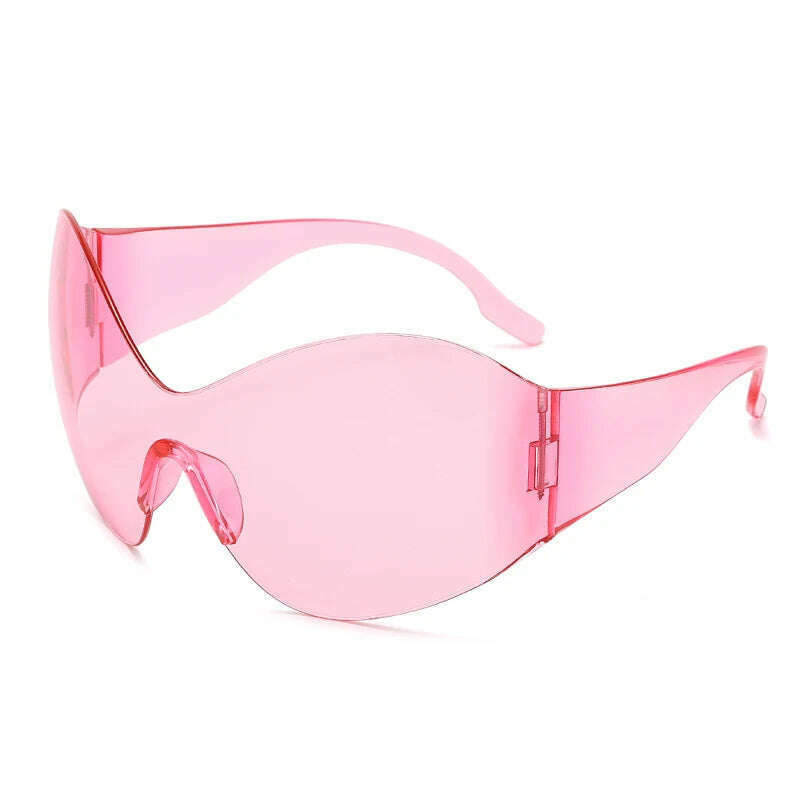 KIMLUD, Y2K One Piece Punk Goggle Sunglasses Female Male Luxury Brand Designer Silver Sport Sun Glasses Oversized  Eyewear Shades UV400, Pink / CHINA / as pictures showed, KIMLUD Womens Clothes