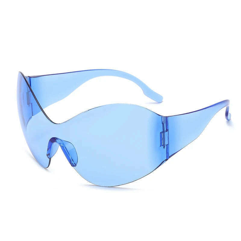 KIMLUD, Y2K One Piece Punk Goggle Sunglasses Female Male Luxury Brand Designer Silver Sport Sun Glasses Oversized  Eyewear Shades UV400, Blue / United States / as pictures showed, KIMLUD Womens Clothes