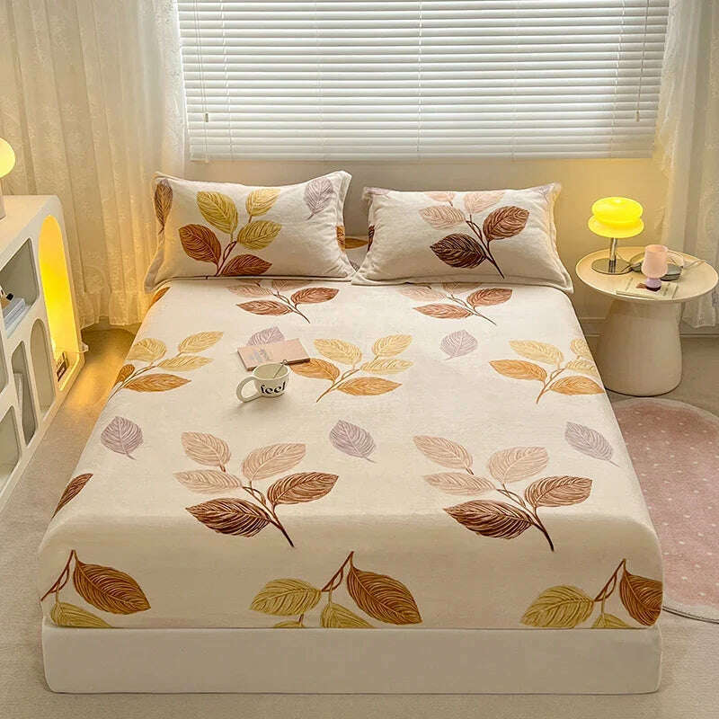 KIMLUD, Yaapeet Winter Fitted Sheet Velvet Bedsheets fundas de colchón Skin-friendly Mattress Cover Warm Bed Linen (No Pillowcase), huangjinye / 120x200x25cm 1pc, KIMLUD APPAREL - Womens Clothes