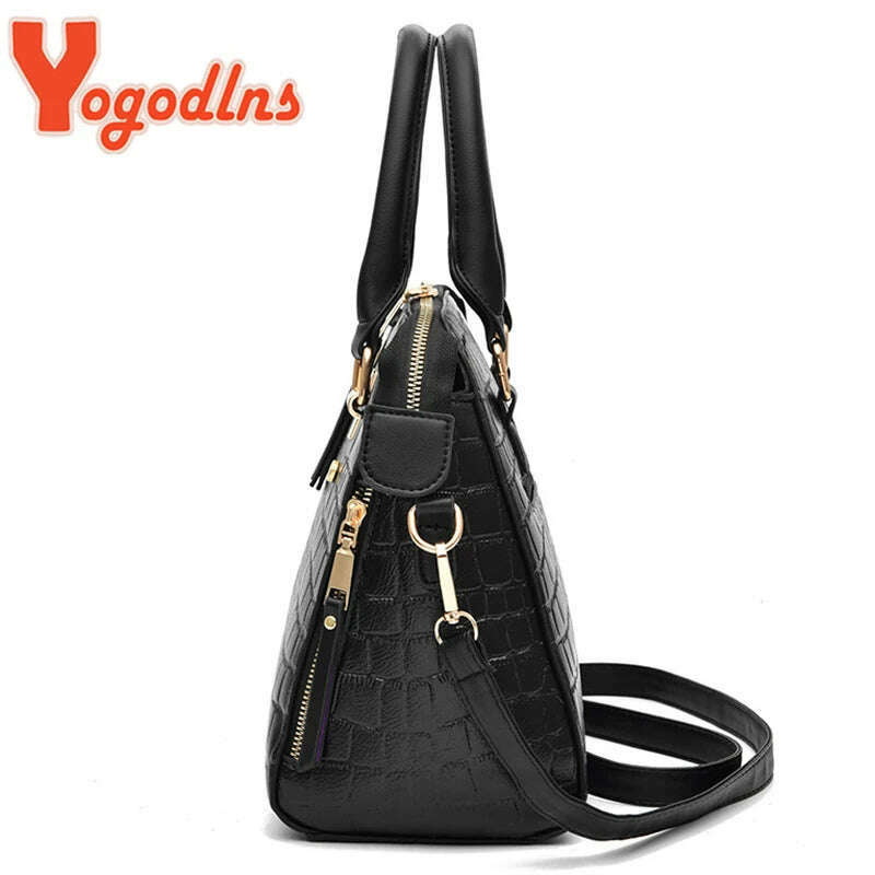 Yogodlns Luxury Crocodile Pattern Handbag Women Winter New PU Leather Tassel Shoulder Bag Brands Design Handle Bag Lady Purse - KIMLUD