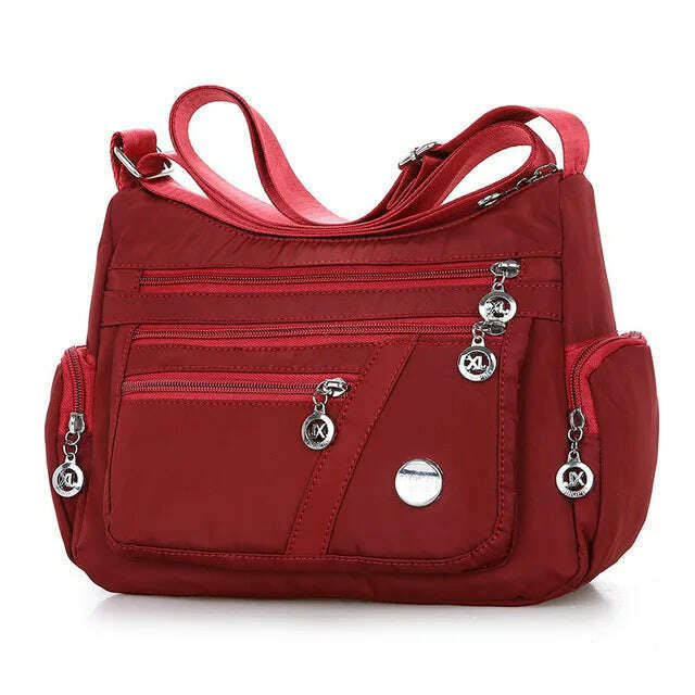 KIMLUD, Yogodlns Oxford Waterproof Shoulder Bag Women Casual Crossbody Bag Multifunction Shopping Handbag Large Capacity Messenger Bag, red / 27x11x20cm, KIMLUD APPAREL - Womens Clothes