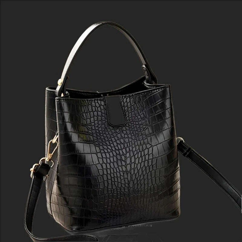 KIMLUD, Yogodlns Retro Alligator Bucket Bags Women Crocodile Handbag Large Capacity Crossbody Bag New Shoulder Messenger Bag Phone Purse, KIMLUD Womens Clothes