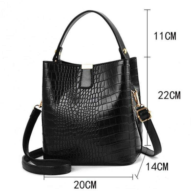 Yogodlns Retro Alligator Bucket Bags Women Crocodile Handbag Large Capacity Crossbody Bag New Shoulder Messenger Bag Phone Purse - KIMLUD