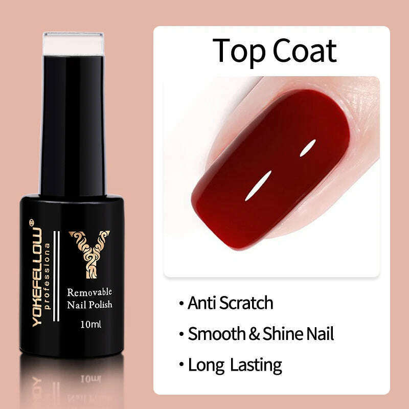 KIMLUD, YOKEFELLOW 10ml Dark Red Series Gel Nail Polish Spring Summer Semi Permanent Low Odor Long-Wear Gel Varnish For Manicure AB003, Top Coat, KIMLUD APPAREL - Womens Clothes