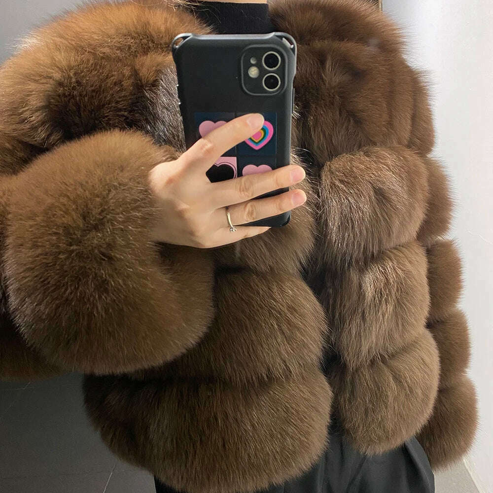 KIMLUD, YOLOAgain Real Fox Fur Jacket Women 2024 Winter Outerwear Fox Fur Coat, As Shown 11 / M, KIMLUD APPAREL - Womens Clothes