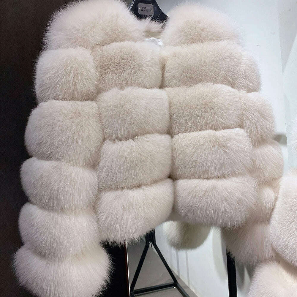 KIMLUD, YOLOAgain Real Fox Fur Jacket Women 2024 Winter Outerwear Fox Fur Coat, KIMLUD Womens Clothes