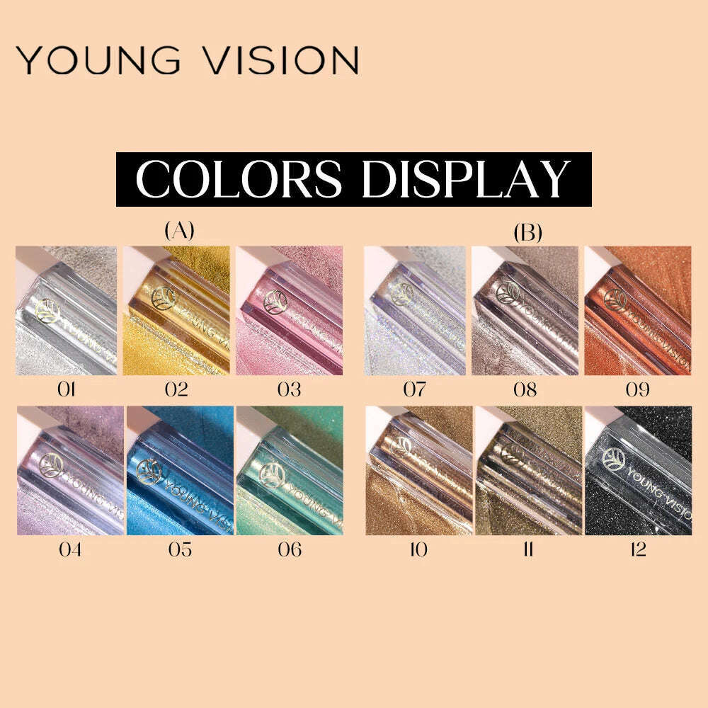 YOUNG VISION 12 Color Shining eye shadow Pearl Polarization Brightening Liquid eye shadow Liquid - KIMLUD