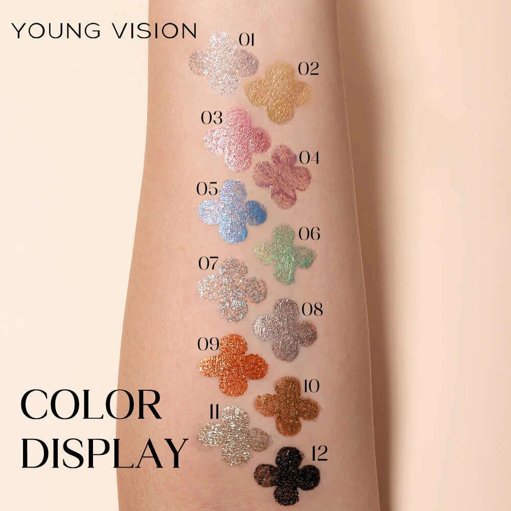 YOUNG VISION 12 Color Shining eye shadow Pearl Polarization Brightening Liquid eye shadow Liquid - KIMLUD