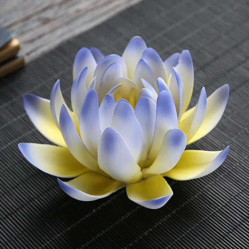 KIMLUD, Zen Ceramic Censer Handicrafts Home Ornaments Water Lily Incense Burner Lotus Incense Stick Holder, A, KIMLUD APPAREL - Womens Clothes