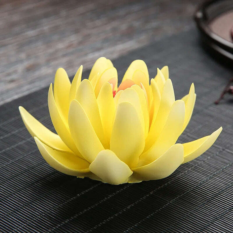 KIMLUD, Zen Ceramic Censer Handicrafts Home Ornaments Water Lily Incense Burner Lotus Incense Stick Holder, C, KIMLUD APPAREL - Womens Clothes