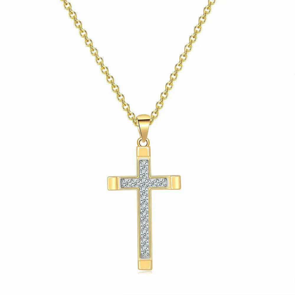 KIMLUD, ZHOUYANG Pendant Necklace For Women Luxury Zircon Cross Light Gold Color Kpop Choker Chain Christmas Gift Jewelry Wholesale N221, N221, KIMLUD APPAREL - Womens Clothes