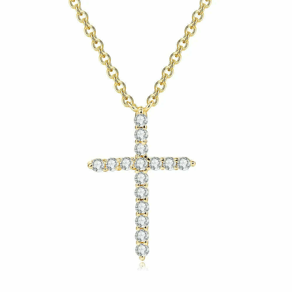 ZHOUYANG Pendant Necklace For Women Luxury Zircon Cross Light Gold Color Kpop Choker Chain Christmas Gift Jewelry Wholesale N221 - KIMLUD