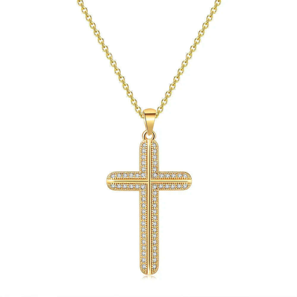 KIMLUD, ZHOUYANG Pendant Necklace For Women Luxury Zircon Cross Light Gold Color Kpop Choker Chain Christmas Gift Jewelry Wholesale N221, N064, KIMLUD APPAREL - Womens Clothes